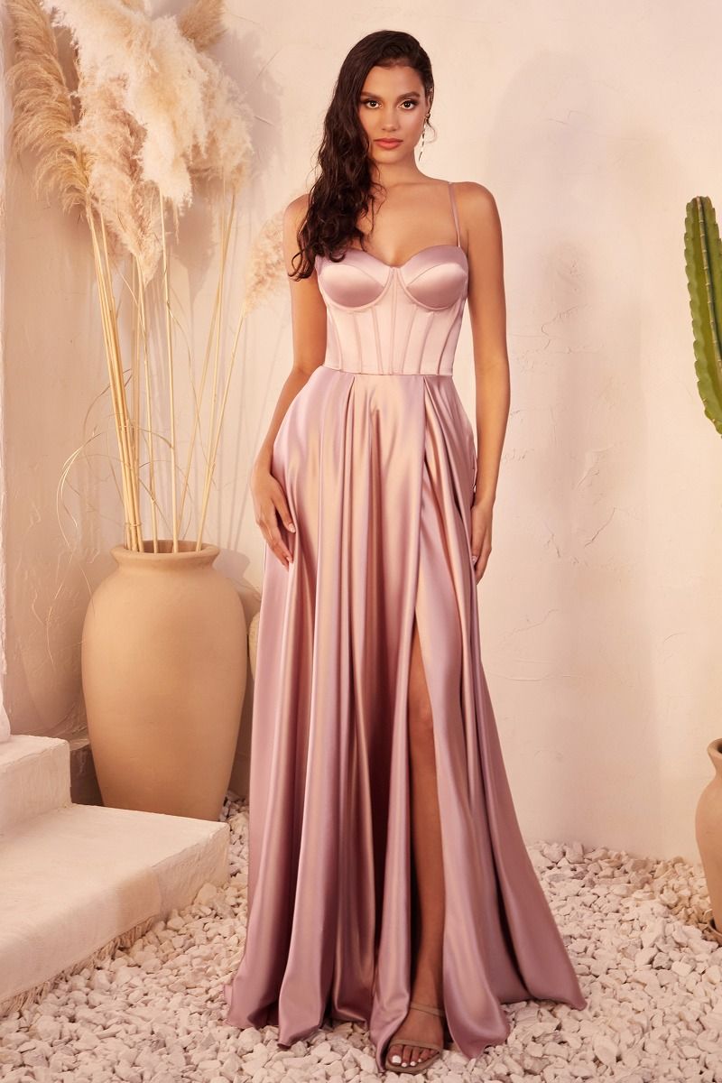 A-Line Satin Bustier Dress-8