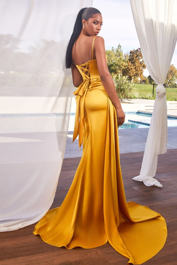 Satin Pleated Gown With Embellishment-3