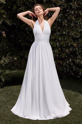 Satin Halter Neckline A-Line Bridal Dress-1