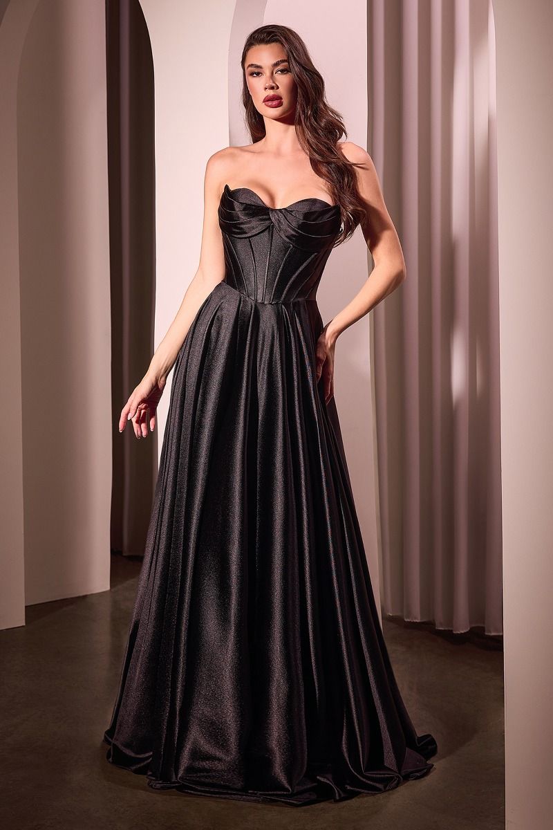 Strapless Satin A-Line Dress-0