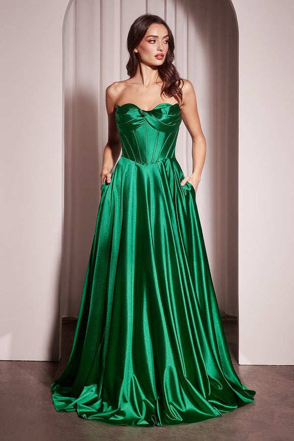 Strapless Satin A-Line Dress-3