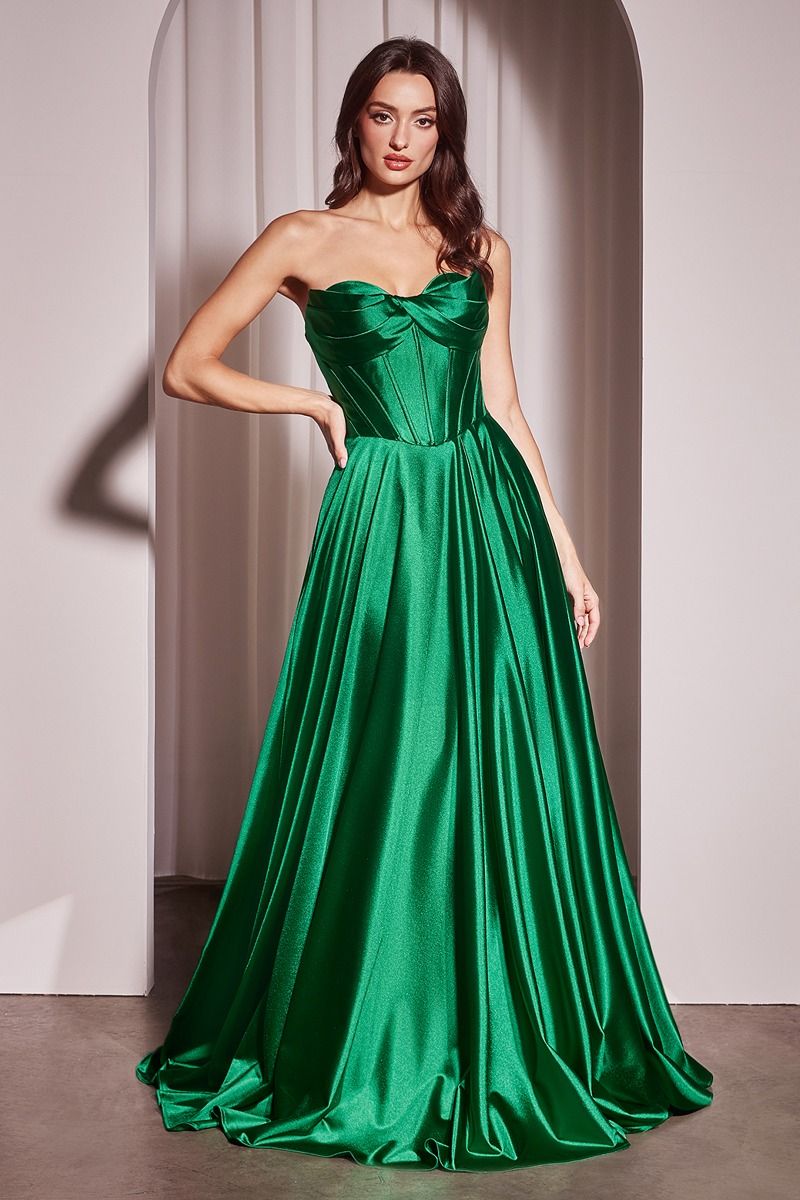 Strapless Satin A-Line Dress-5