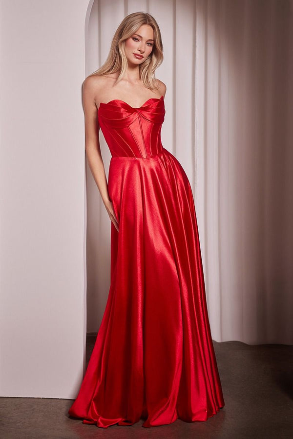 Strapless Satin A-Line Dress-6