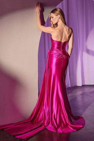 Strapless Fitted Structured Satin Gown-1