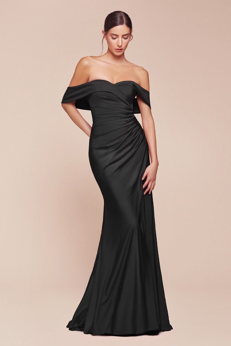 Stretch Spandex Off The Shoulder Curve Dress-0