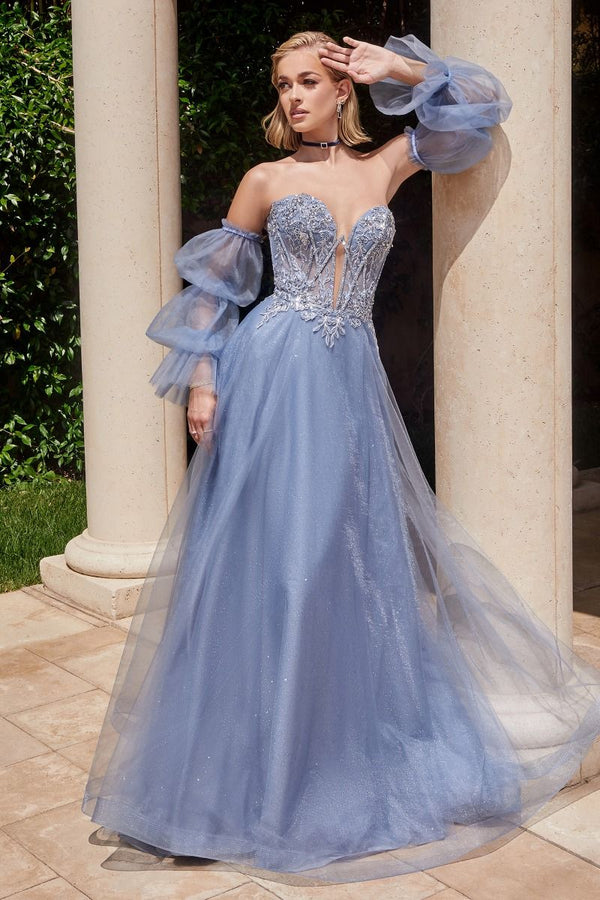 Strapless Ball Gown With Removable Sleeves-2