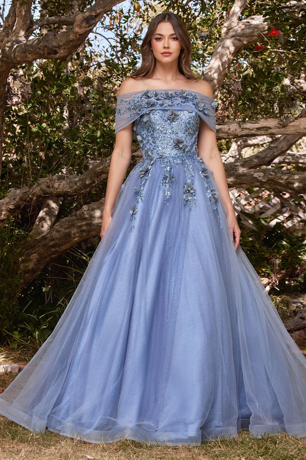 Strapless Glitter Layered Tulle Ball Gown-1