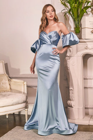 Satin Gown With Puff Sleeve-3