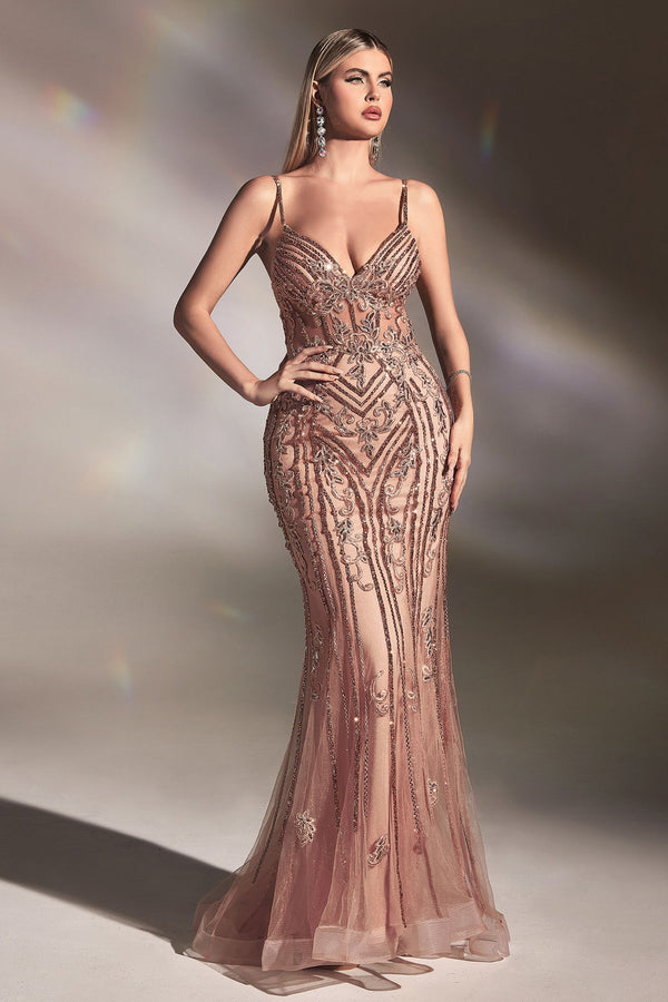 Fitted Beaded Mermiad Gown-0