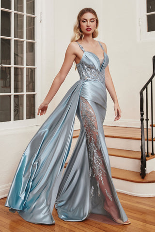 Soft Satin Fitted Gown With Sash-3