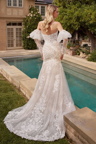 Lace Mermaid Bridal Gown With Removable Sleeves-1