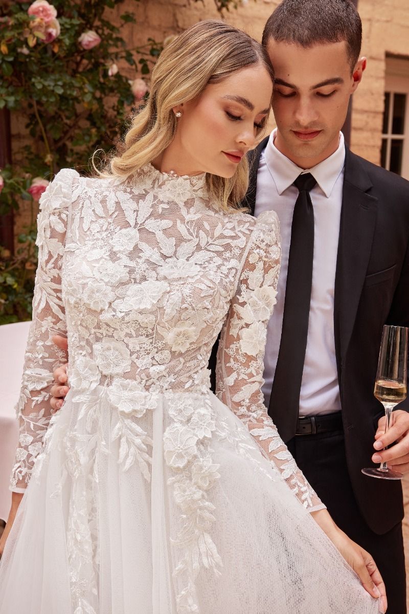 Long Sleeve Lace Wedding Ball Gown-2