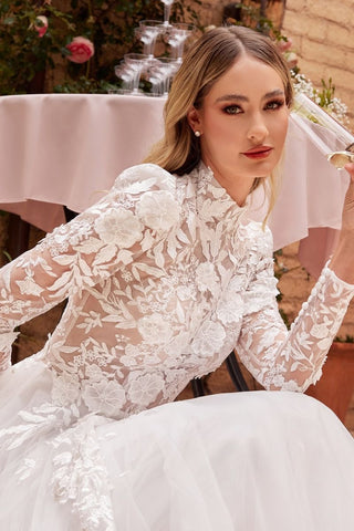 Long Sleeve Lace Wedding Ball Gown-4