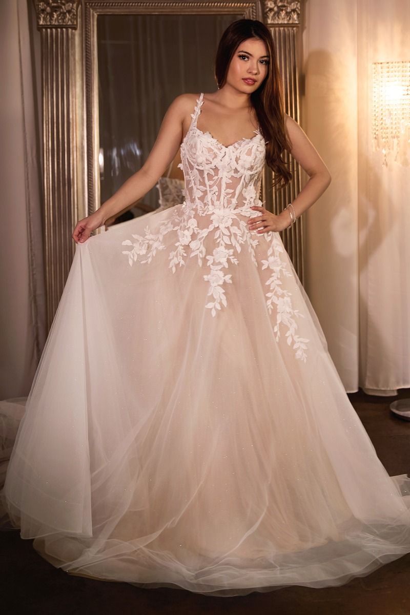 Lace A-Line Wedding Gown With Layered Tulle Skirt-0