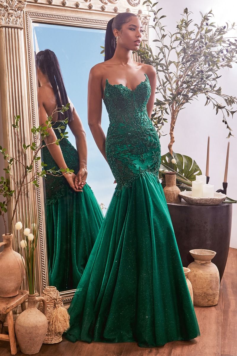 Strapless Lace & Tulle Mermaid Gown-3