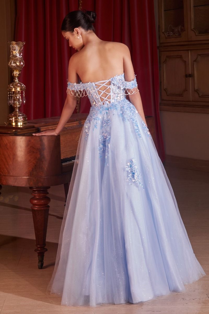 Off The Shoulder Tulle Ball Gown-3