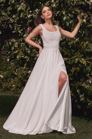 A-Line Chiffon Bridal Gown With Removable Cape-2