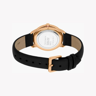 ESPRIT Women's Watch with Rose Gold Stainless Steel Case and Black Leather Band-2