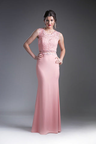 Fitted Gown With Lace Bodice-0