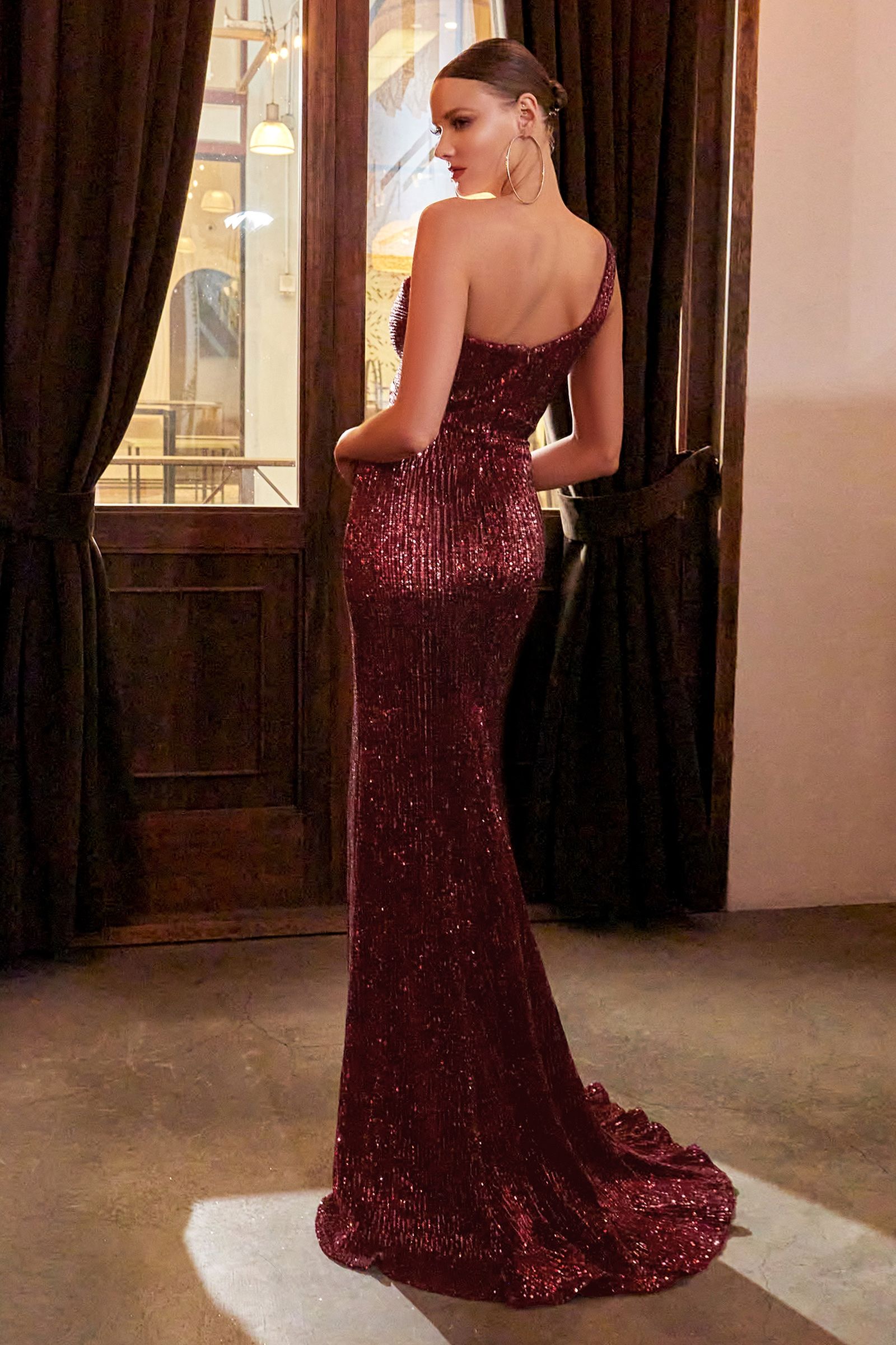 One Shoulder Sequin Gown-4