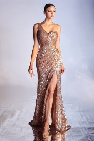 One Shoulder Sequin Gown-2