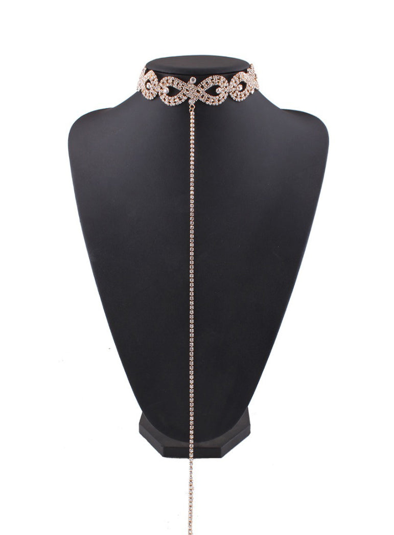 Luxury Crystal Rhinestone Choker With Long Statement-2