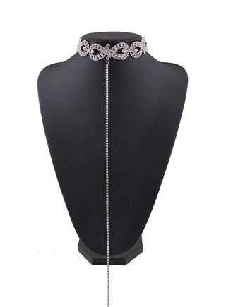 Luxury Crystal Rhinestone Choker With Long Statement-3