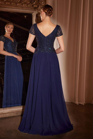 A-Line Chiffon Beaded Gown-0