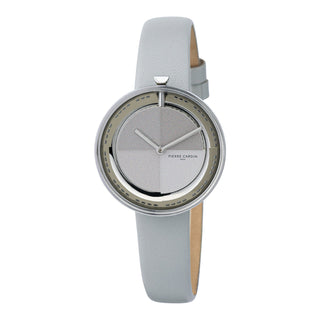 PIERRE CARDIN Women's Watch with Silver Stainless Steel Case and Gray Leather Band-0