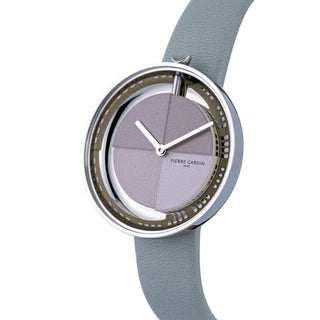 PIERRE CARDIN Women's Watch with Silver Stainless Steel Case and Gray Leather Band-1