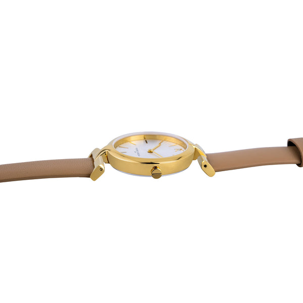 PIERRE CARDIN Women's Watch with Gold Stainless Steel Case and Beige Leather Band-2