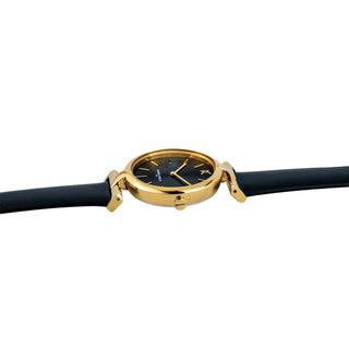 PIERRE CARDIN Women's Watch with Gold Stainless Steel Case and Black Leather Band-2