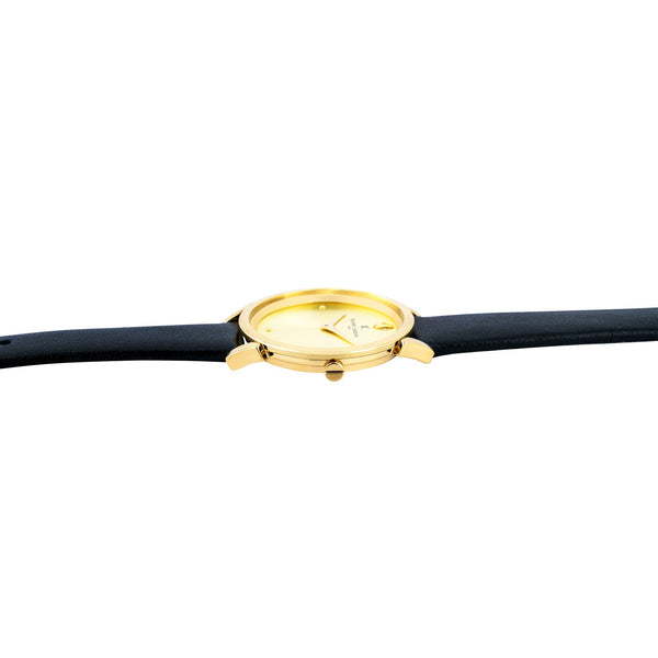 PIERRE CARDIN Women's Watch with Gold Stainless Steel Case and Black Leather Band-2