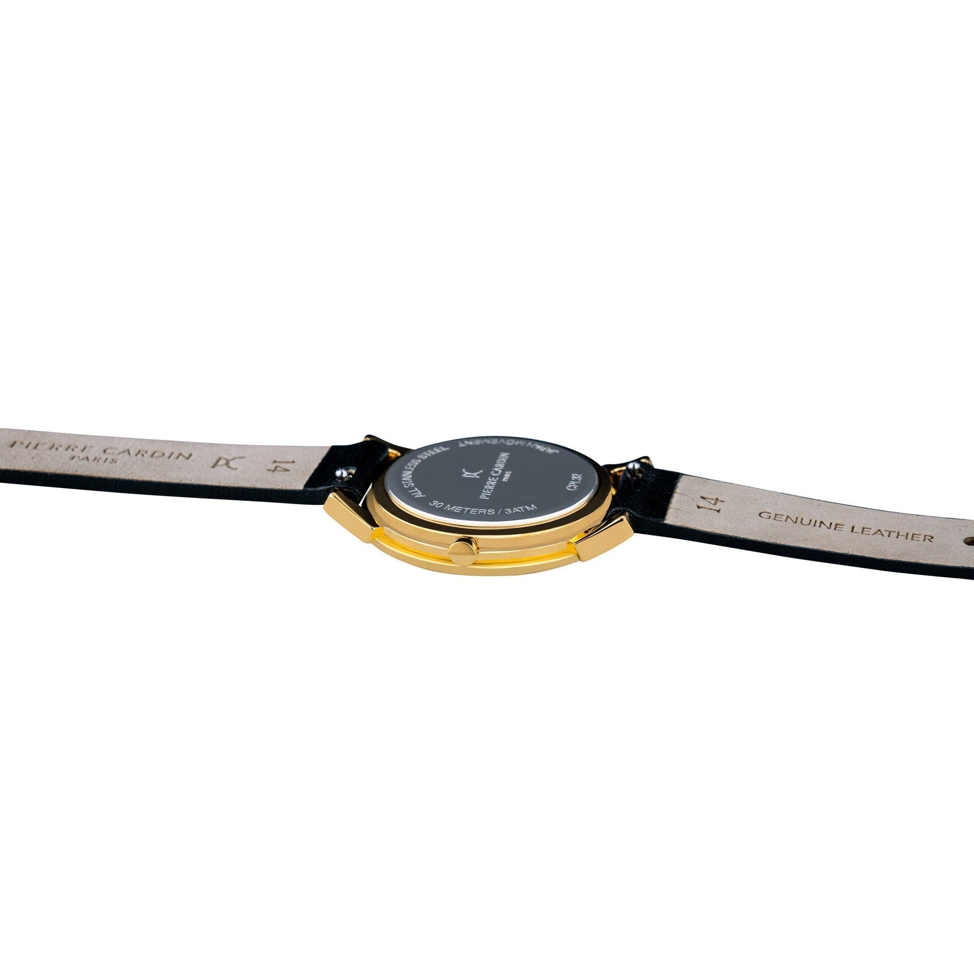 PIERRE CARDIN Women's Watch with Gold Stainless Steel Case and Black Leather Band-3