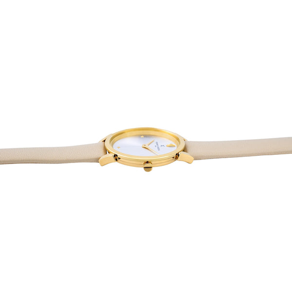 PIERRE CARDIN Women's Watch with Gold Stainless Steel Case and Beige Leather Band-2