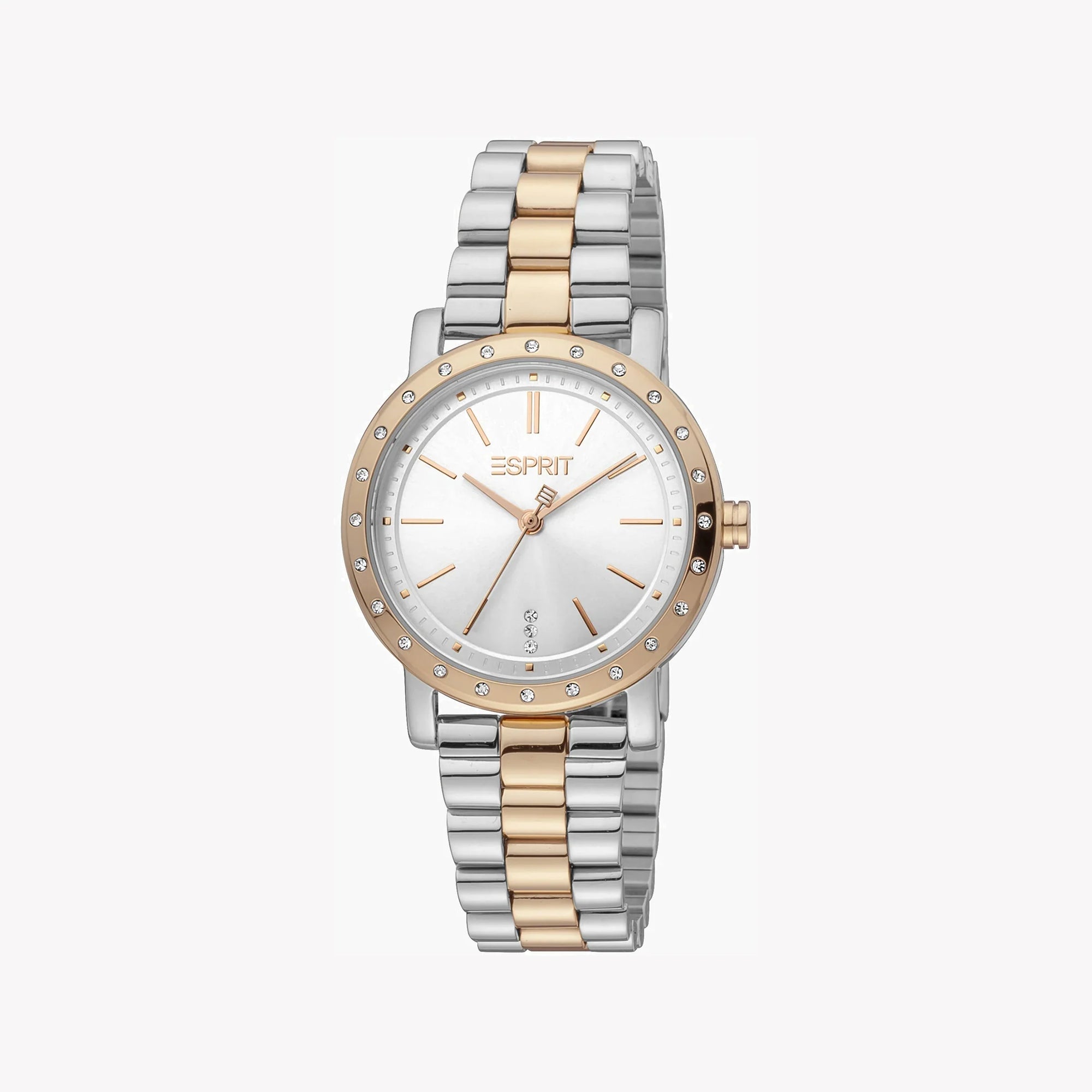 ESPRIT Women's Watch with Silver Stainless Steel Case and Silver & Rose Gold Stainless Steel Band-1