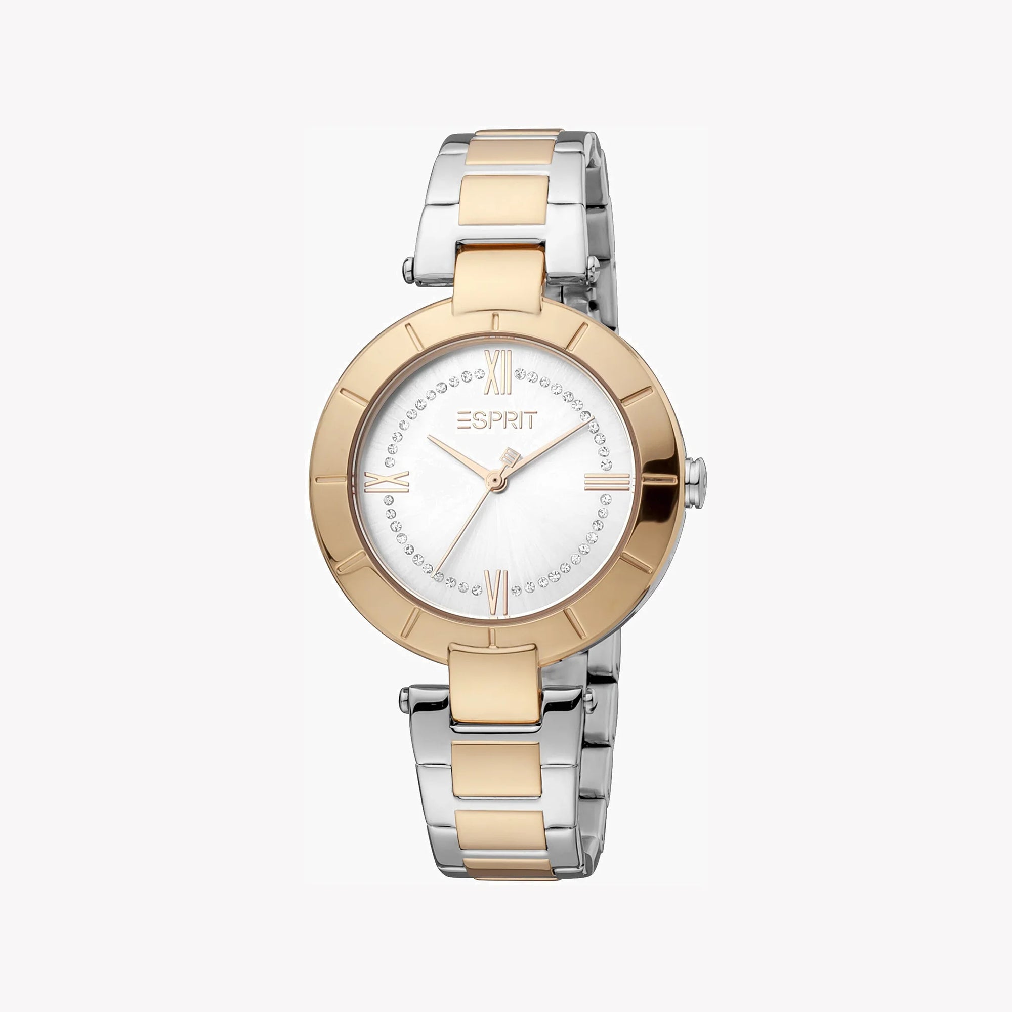 ESPRIT Women's Watch with Silver Stainless Steel Case and Silver & Rose Gold Stainless Steel Band-0