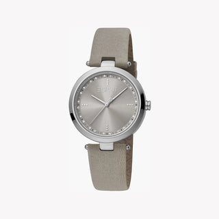 ESPRIT Women's Watch with Silver Stainless Steel Case and Gray Leather Band-0