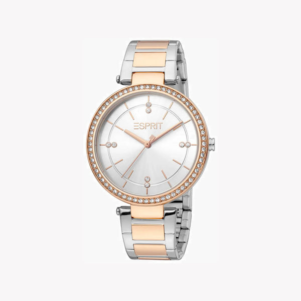 ESPRIT Women's Watch with Silver Stainless Steel Case and Silver & Rose Gold Stainless Steel Band-0