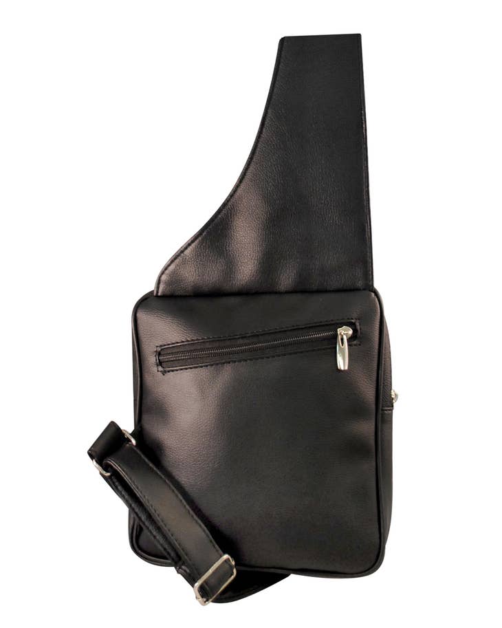 Patrick Cowhide Leather Black Sling Bag With Phone Holder-1