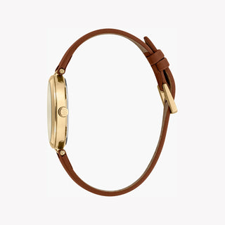 ESPRIT Women's Watch with Gold Stainless Steel Case and Brown Leather Band-1