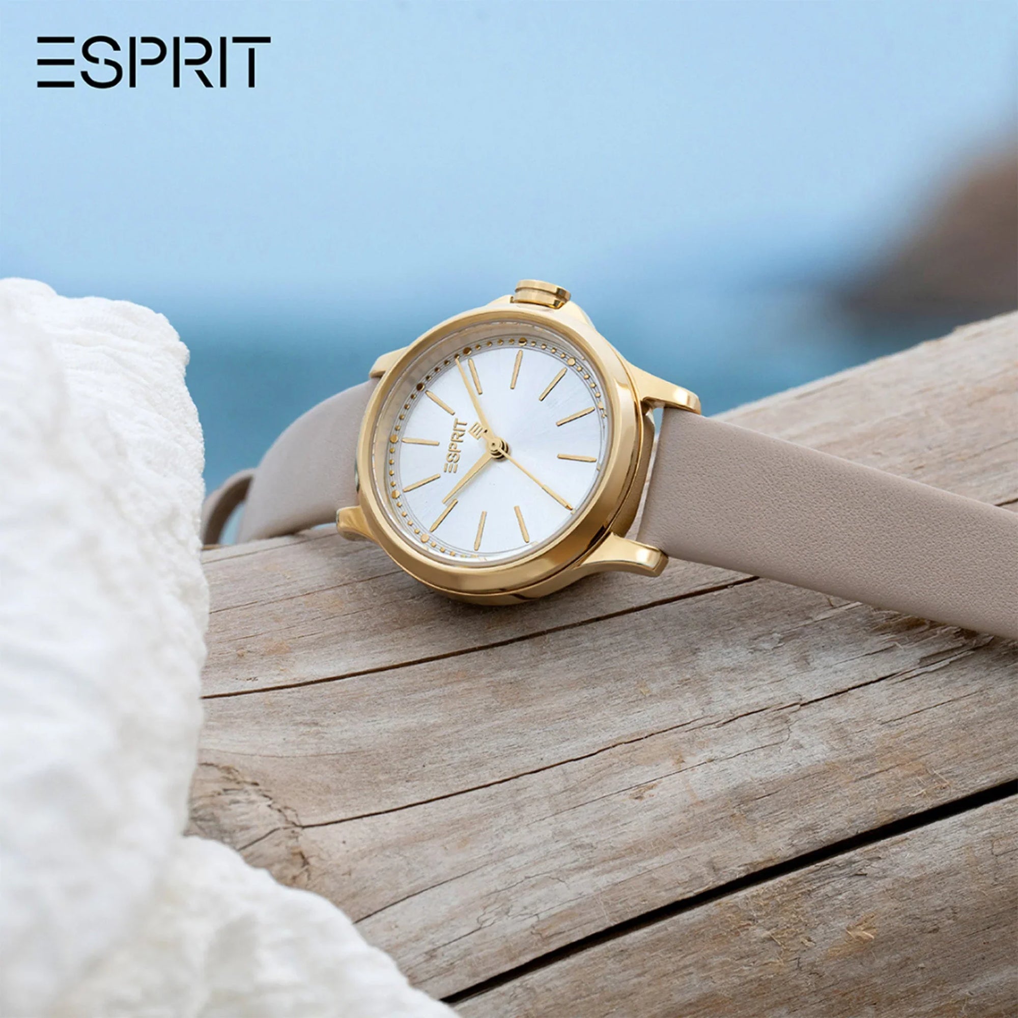 ESPRIT Women's Watch with Silver Stainless Steel Case and Beige Leather Band-4