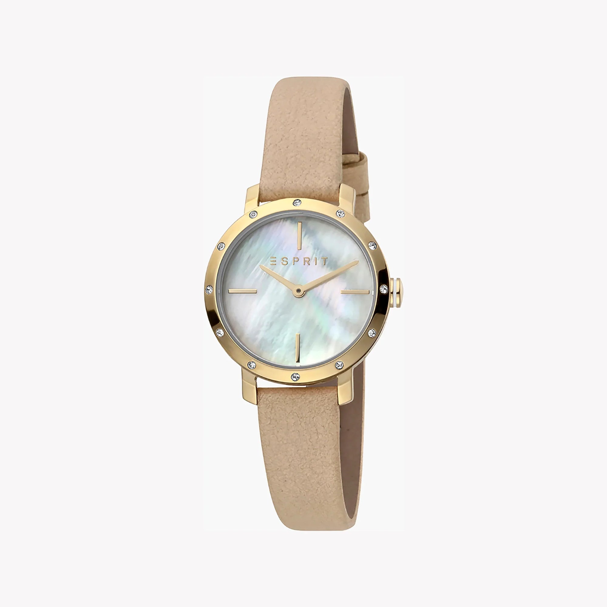 ESPRIT Women's Watch with Gold Stainless Steel Case and Beige Leather Band-1