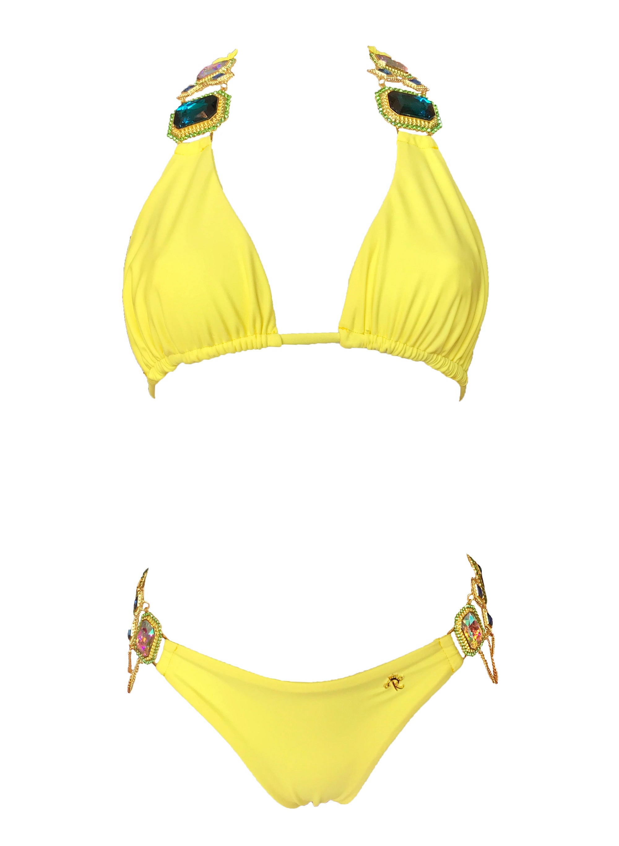 Electra Halter Top & Classic Bottom - Yellow-4