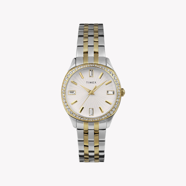 TIMEX CUSHION TWO-TONE WATCH - SPARKLING ELEGANCE FOR THE MODERN WOMAN-0