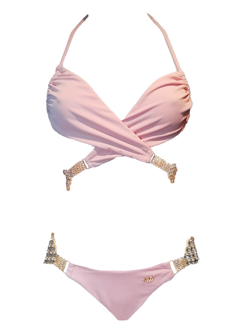 Gina Wrap Top & Skimpy Bottom - Powder Pink-1