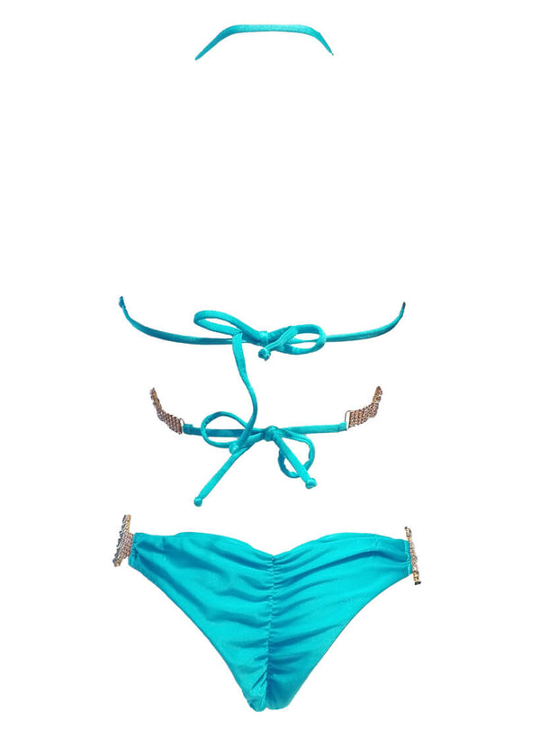 Gina Wrap Top & Skimpy Bottom - Turquoise-3