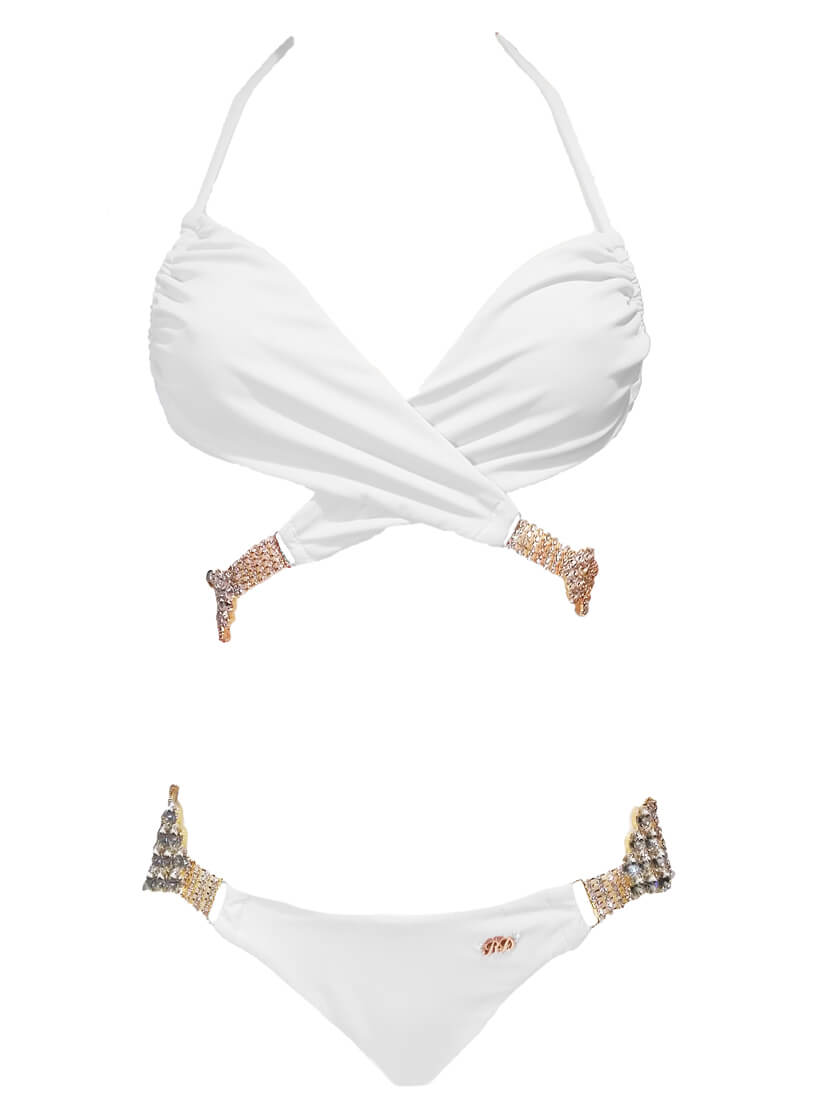 Gina Wrap Top & Skimpy Bottom - White-0