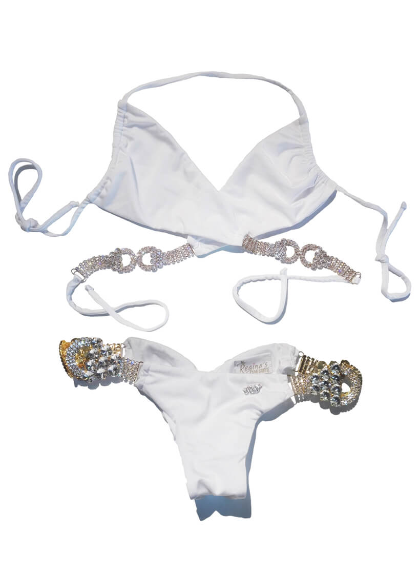 Gina Wrap Top & Skimpy Bottom - White-3