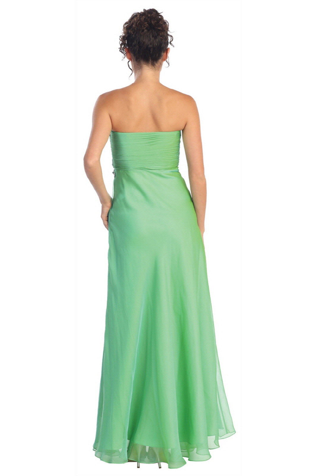 Strapless Sweetheart Chiffon Long Dress with Pleated Bodice-1